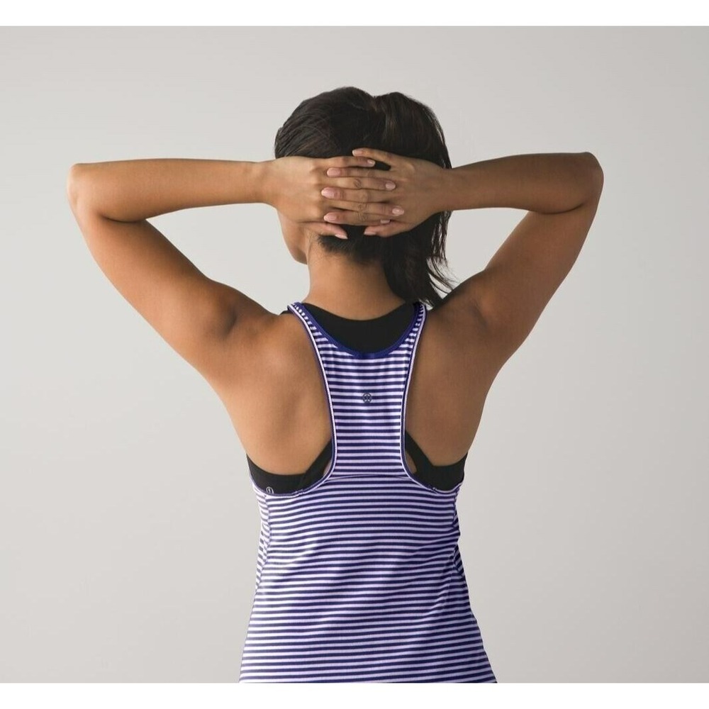 Lululemon Tank What The Sport Singlet Stripe‎ Iris Flower Pretty Purple Size 4